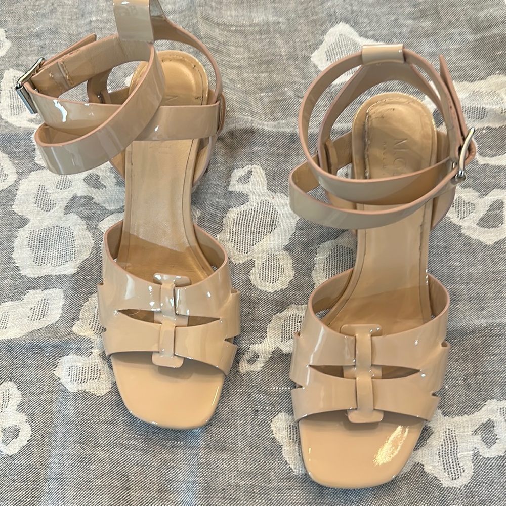 M. Gemi Patent Leather Tan Sandals 37.5